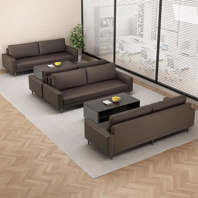Office Furniture Commercial Modern Reception Sofa Office Couch Leather Office Sofa Set Furniture — image 7