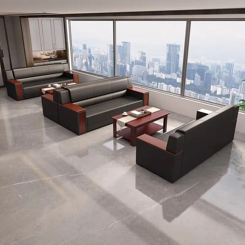 Office Furniture Commercial Modern Reception Sofa Office Couch Leather Office Sofa Set Furniture — image 5