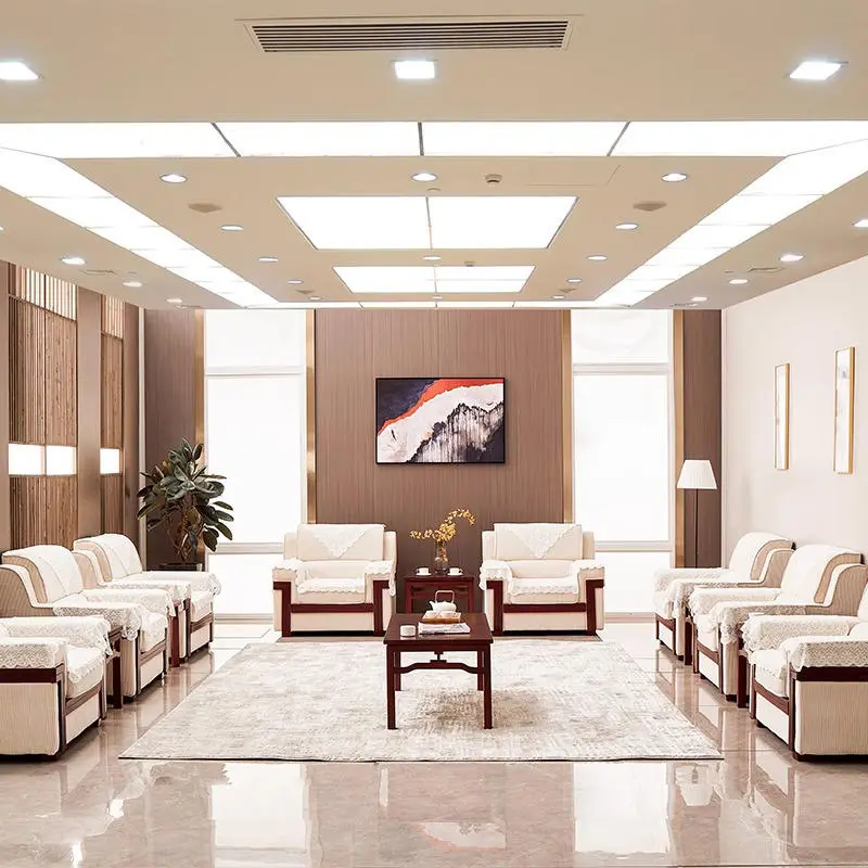 Office Furniture Commercial Modern Reception Sofa Office Couch Leather Office Sofa Set Furniture — image 3