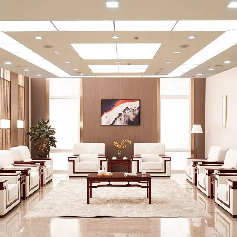 Office Furniture Commercial Modern Reception Sofa Office Couch Leather Office Sofa Set Furniture — image 4