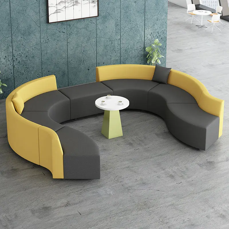 Office Furniture Commercial Modern Reception Sofa Office Couch Leather Office Sofa Set Furniture — image 3