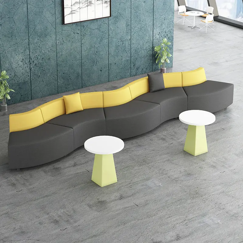 Office Furniture Commercial Modern Reception Sofa Office Couch Leather Office Sofa Set Furniture — image 4