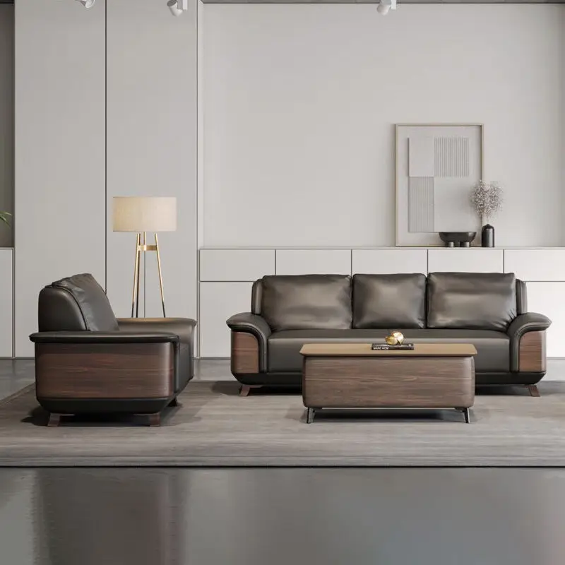 Office Furniture Commercial Modern Reception Sofa Office Couch Leather Office Sofa Set Furniture — image 3