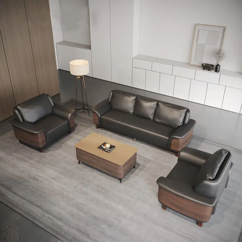 Office Furniture Commercial Modern Reception Sofa Office Couch Leather Office Sofa Set Furniture — image 4