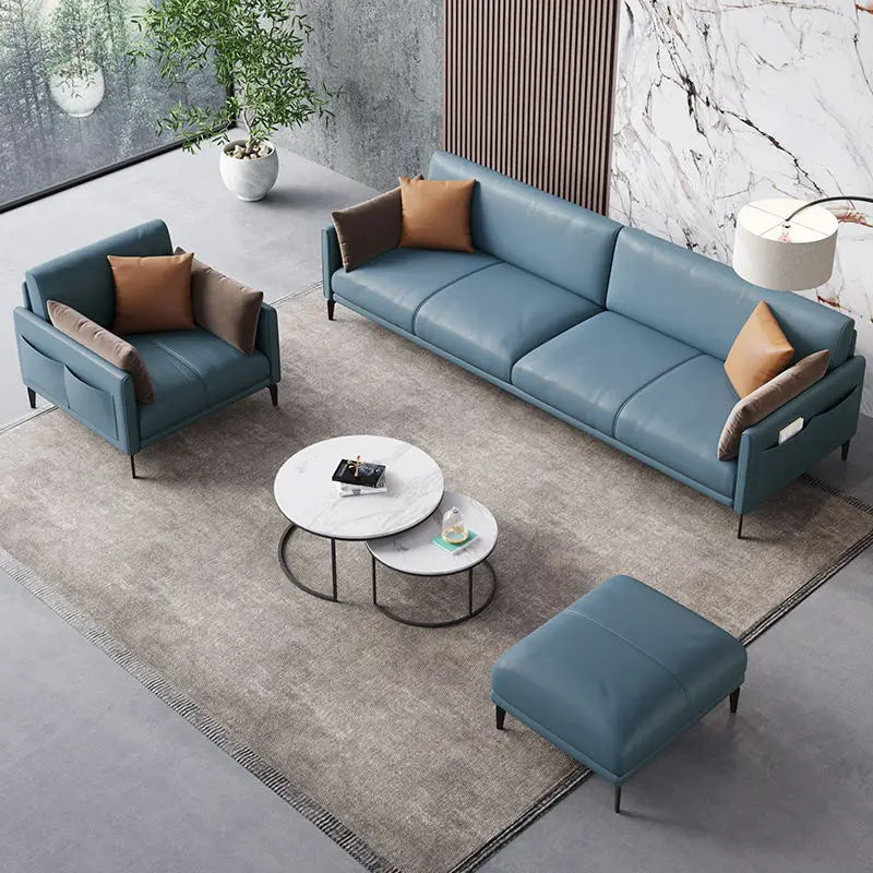 Office Furniture Commercial Modern Reception Sofa Office Couch Leather Office Sofa Set Furniture — image 4