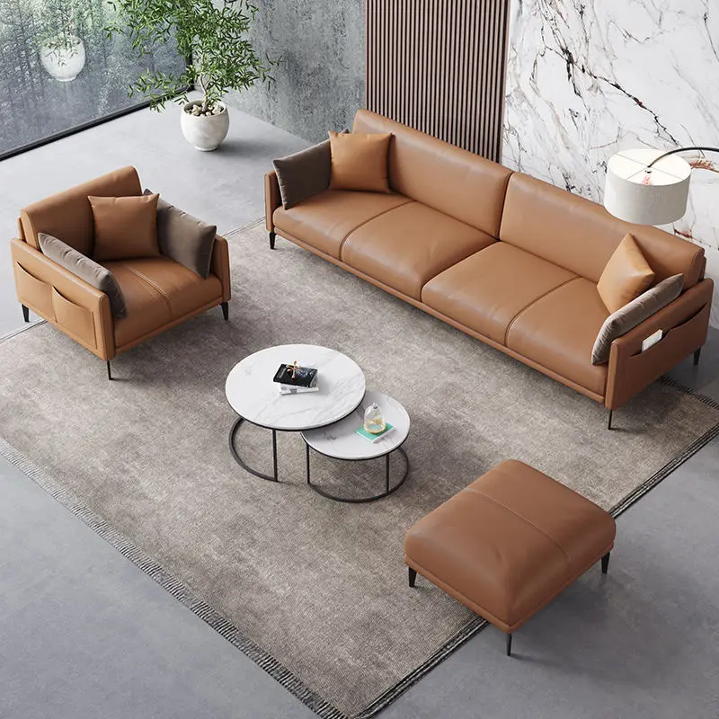 Office Furniture Commercial Modern Reception Sofa Office Couch Leather Office Sofa Set Furniture — image 6