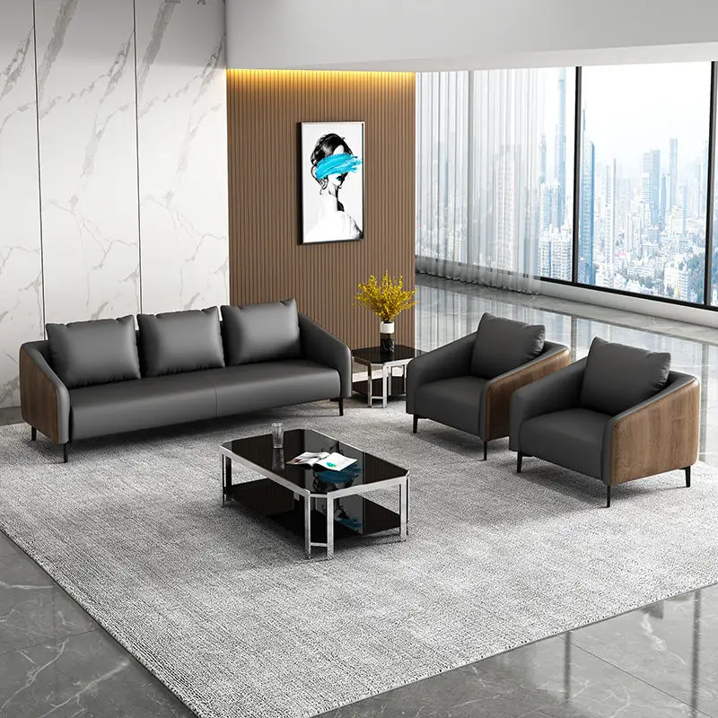 Office Furniture Commercial Modern Reception Sofa Office Couch Leather Office Sofa Set Furniture — image 5