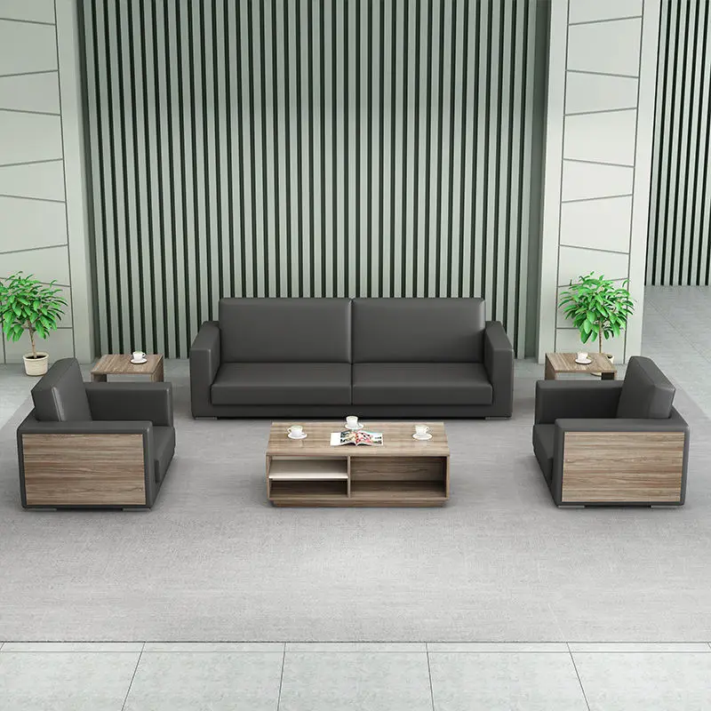 Office Furniture Commercial Modern Reception Sofa Office Couch Leather Office Sofa Set Furniture — image 3