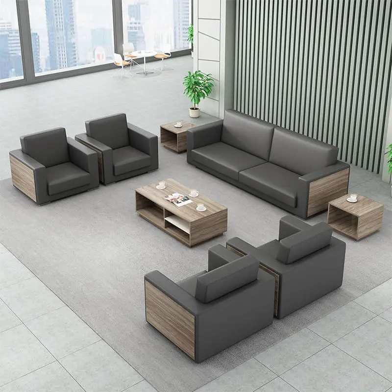 Office Furniture Commercial Modern Reception Sofa Office Couch Leather Office Sofa Set Furniture — image 4