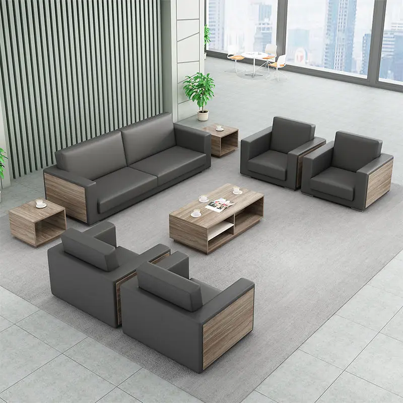 Office Furniture Commercial Modern Reception Sofa Office Couch Leather Office Sofa Set Furniture — image 7