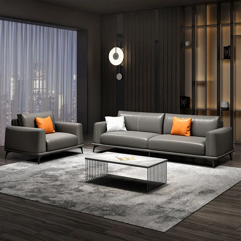 Commercial Modern Leather Reception Sofa Set-Extendable Modular Office Furniture for Home Office & Hotel Use — image 3