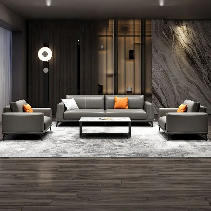 Commercial Modern Leather Reception Sofa Set-Extendable Modular Office Furniture for Home Office & Hotel Use — image 4