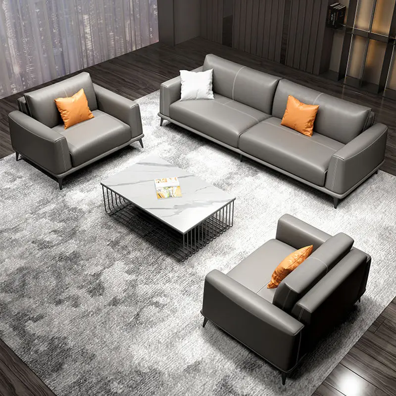 Commercial Modern Leather Reception Sofa Set-Extendable Modular Office Furniture for Home Office & Hotel Use — image 5