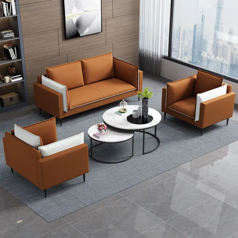Commercial Modern Leather Extendable Modular Reception Sofa Set for Home Office and Hotel Use — view 1