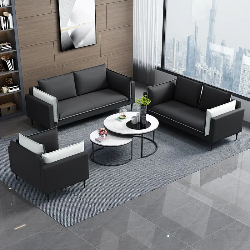 Commercial Modern Leather Extendable Modular Reception Sofa Set for Home Office and Hotel Use — image 3