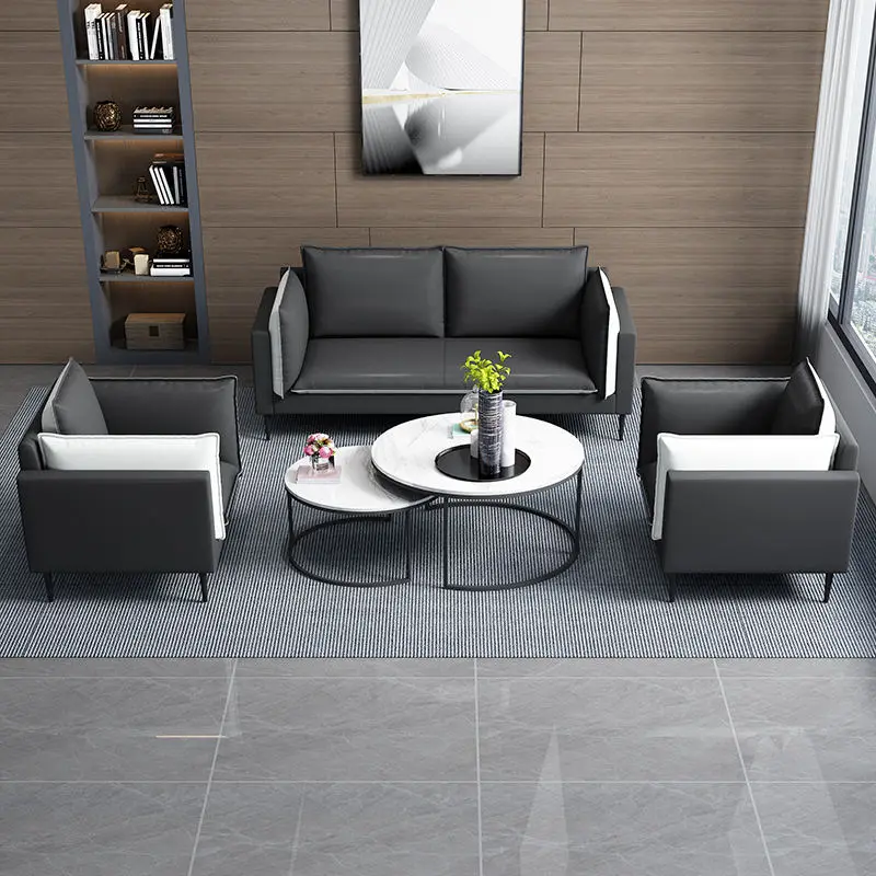 Commercial Modern Leather Extendable Modular Reception Sofa Set for Home Office and Hotel Use — image 4