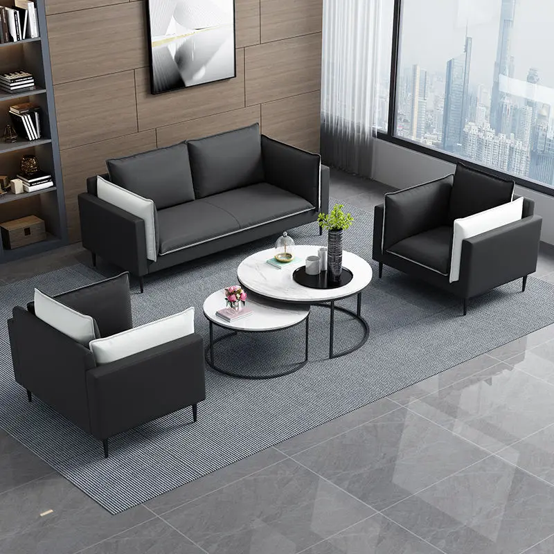Commercial Modern Leather Extendable Modular Reception Sofa Set for Home Office and Hotel Use — image 5