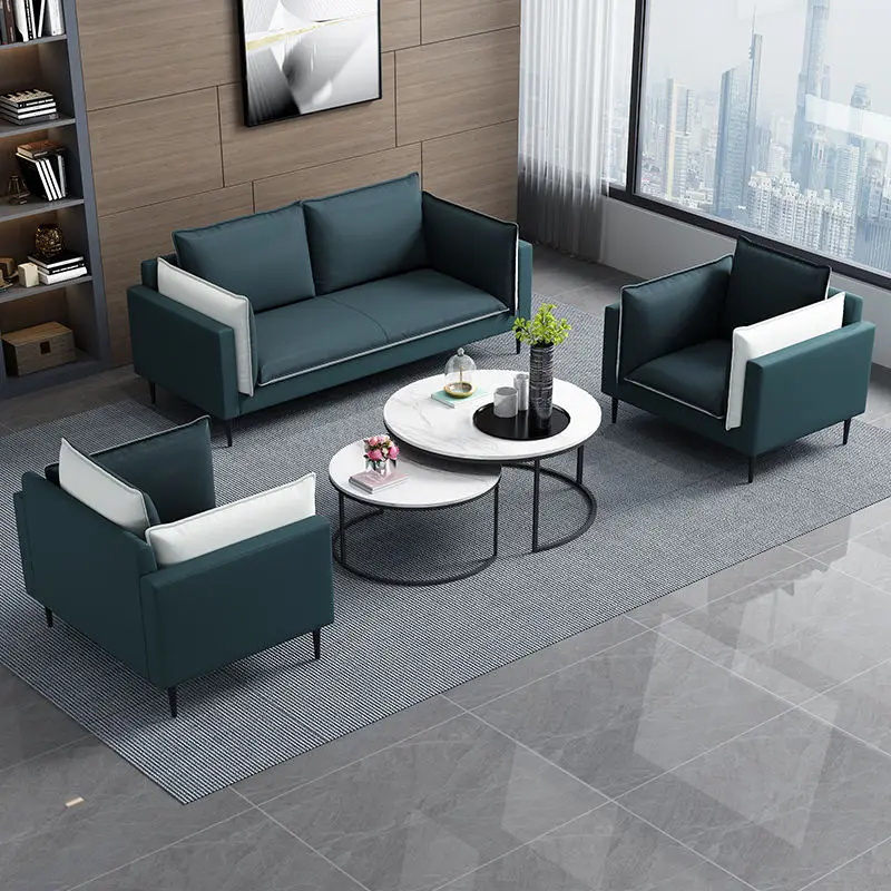 Commercial Modern Leather Extendable Modular Reception Sofa Set for Home Office and Hotel Use — image 6