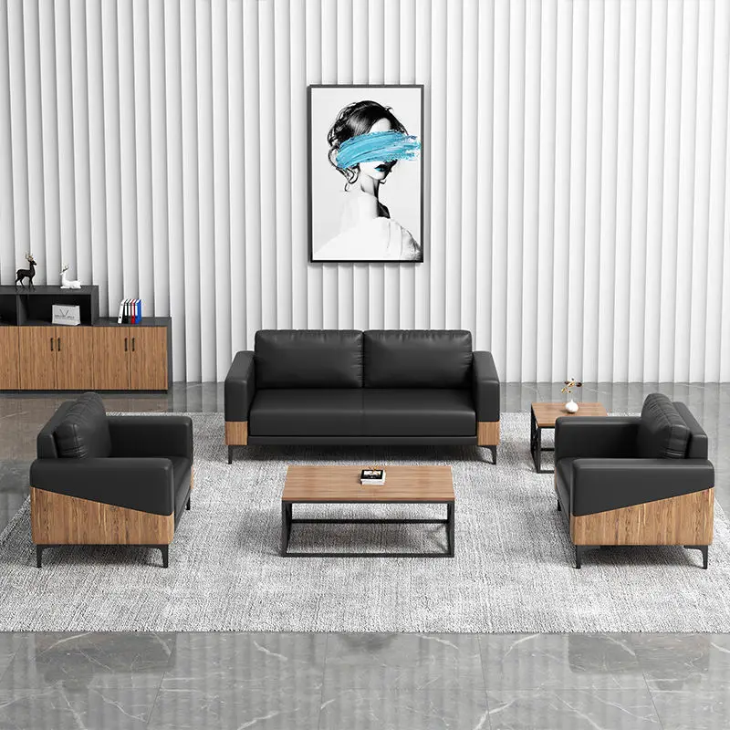 Office Furniture Commercial Modern Reception Sofa Office Couch Leather Office Sofa Set Furniture — image 3
