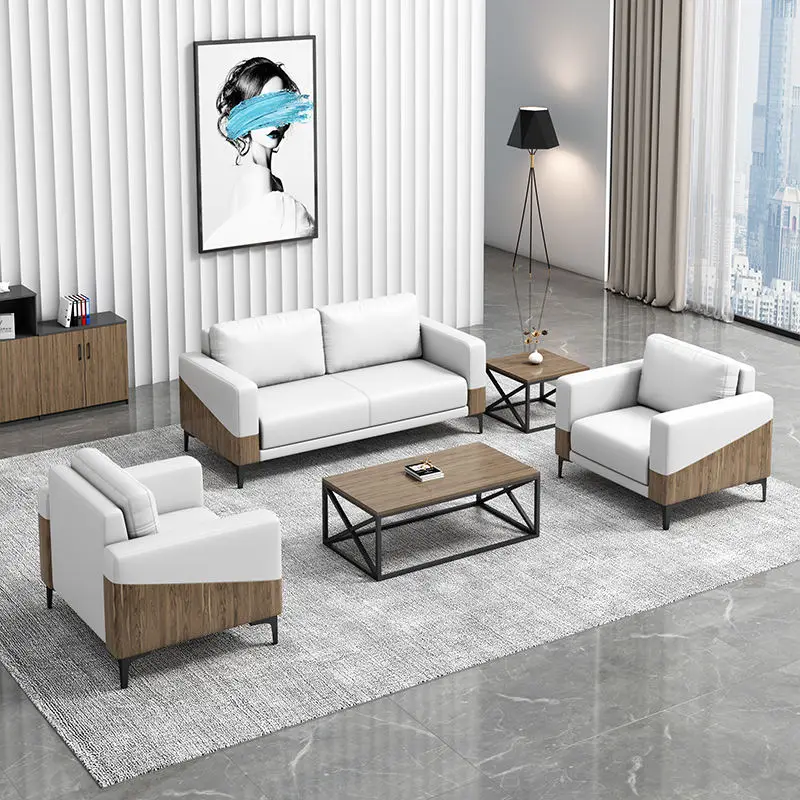 Office Furniture Commercial Modern Reception Sofa Office Couch Leather Office Sofa Set Furniture — image 5