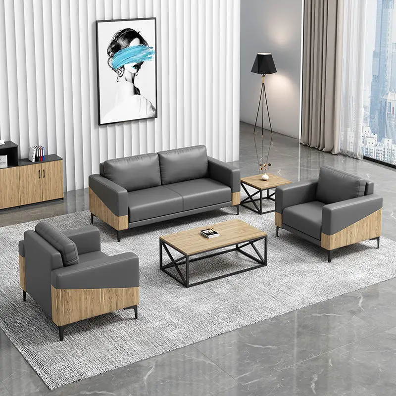 Office Furniture Commercial Modern Reception Sofa Office Couch Leather Office Sofa Set Furniture — image 6