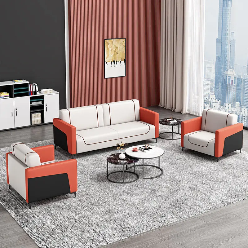 Office Furniture Commercial Modern Reception Sofa Office Couch Leather Office Sofa Set Furniture — image 3