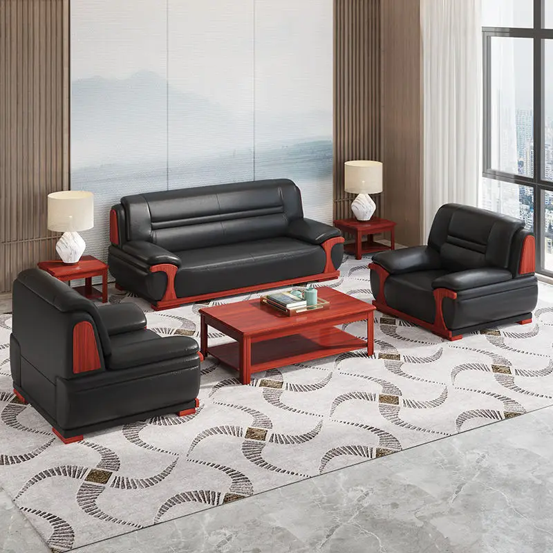 Commercial Modern Leather Reception Office Sofa Set for Home Office Hotel Apartment Use — view 1