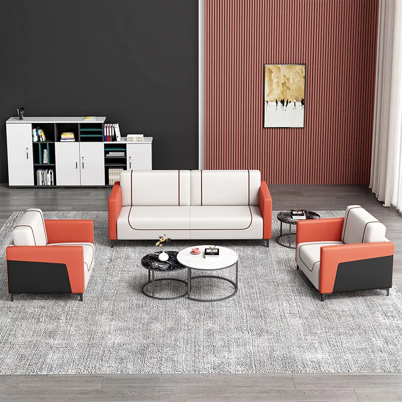Office Furniture Commercial Modern Reception Sofa Office Couch Leather Office Sofa Set Furniture — image 4