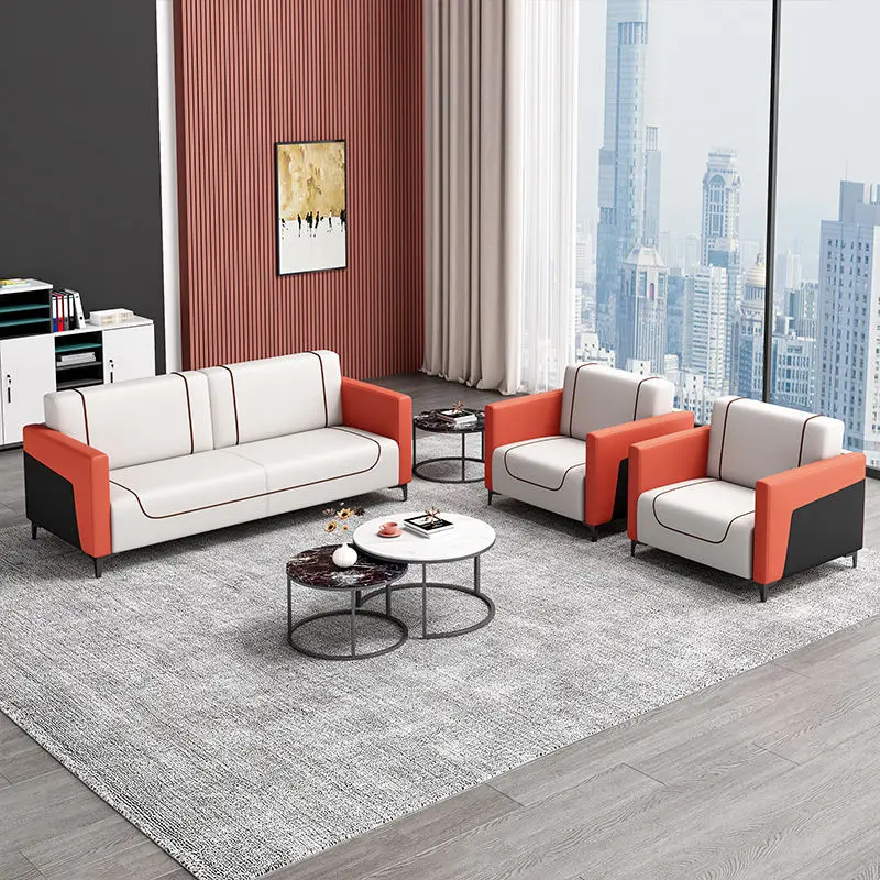 Office Furniture Commercial Modern Reception Sofa Office Couch Leather Office Sofa Set Furniture — image 5