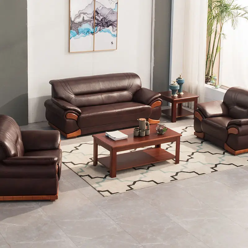 Office Furniture Commercial Modern Reception Sofa Office Couch Leather Office Sofa Set Furniture — image 3