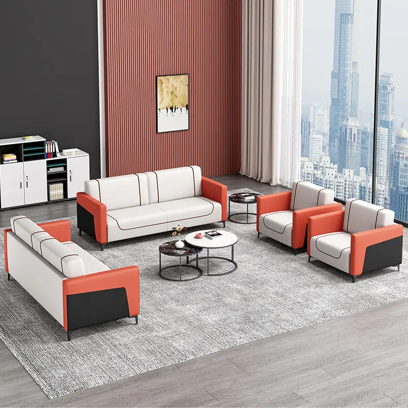Office Furniture Commercial Modern Reception Sofa Office Couch Leather Office Sofa Set Furniture — image 7