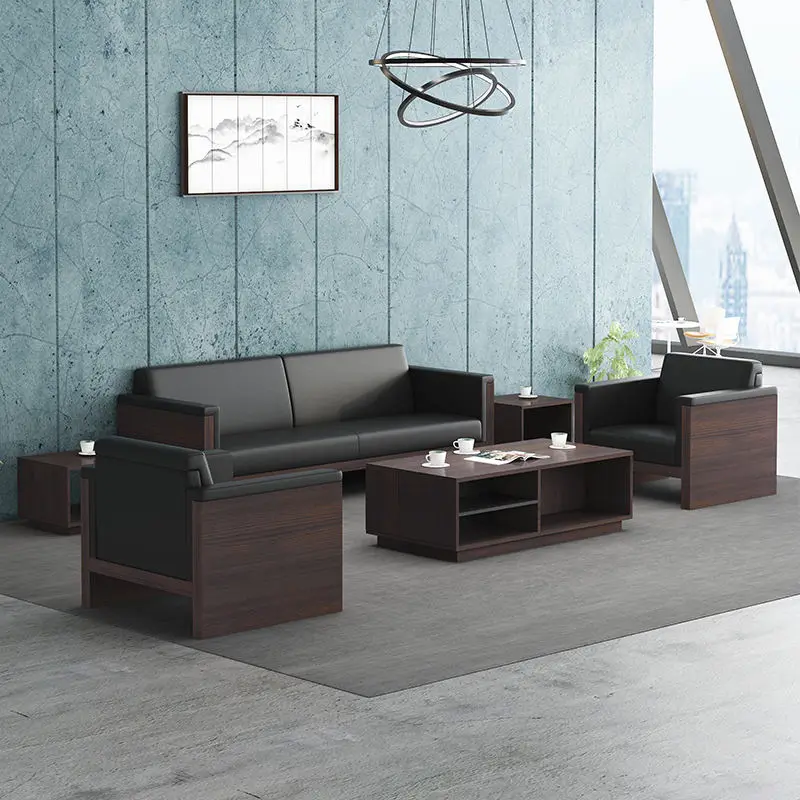 Office Furniture Commercial Modern Reception Sofa Office Couch Leather Office Sofa Set Furniture — image 3