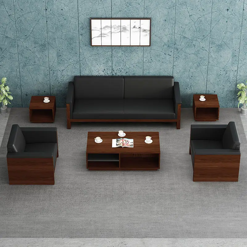 Office Furniture Commercial Modern Reception Sofa Office Couch Leather Office Sofa Set Furniture — image 4