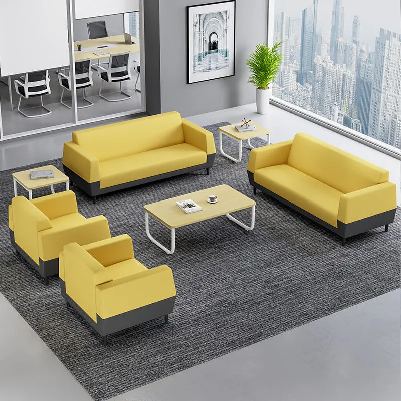 Office Furniture Commercial Modern Reception Sofa Office Couch Leather Office Sofa Set Furniture — image 4