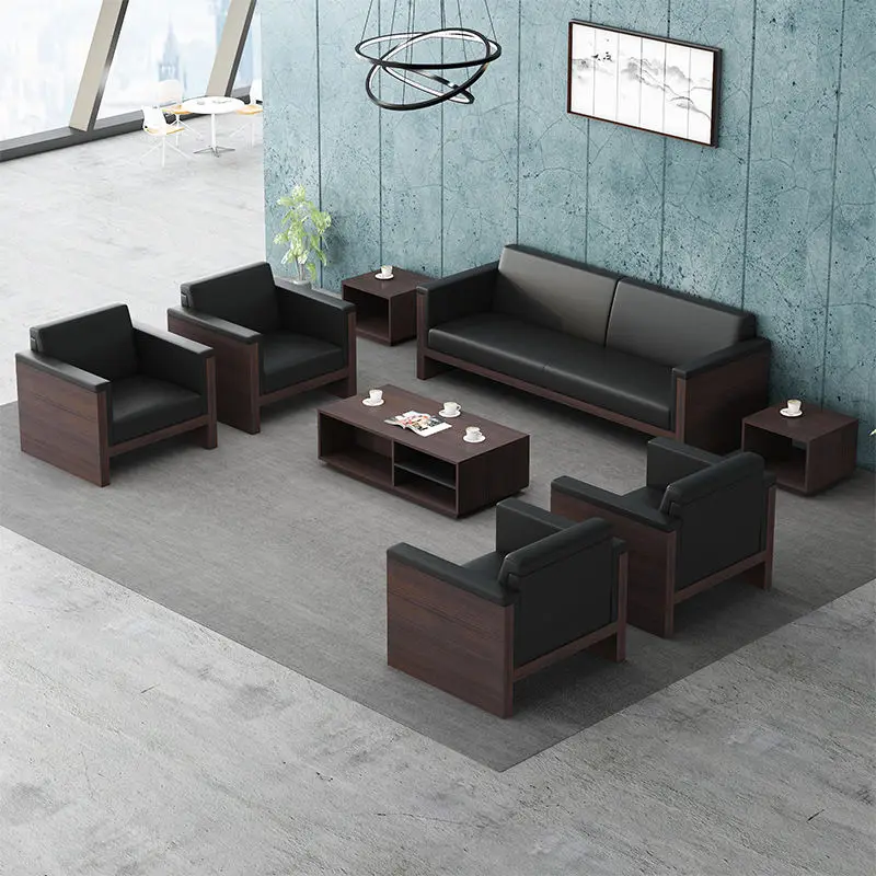 Office Furniture Commercial Modern Reception Sofa Office Couch Leather Office Sofa Set Furniture — image 6