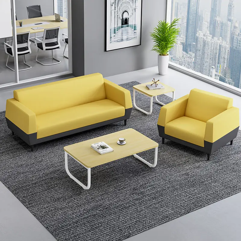 Office Furniture Commercial Modern Reception Sofa Office Couch Leather Office Sofa Set Furniture — image 5