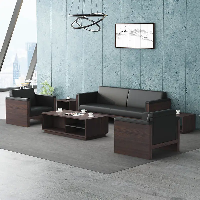 Office Furniture Commercial Modern Reception Sofa Office Couch Leather Office Sofa Set Furniture — image 7