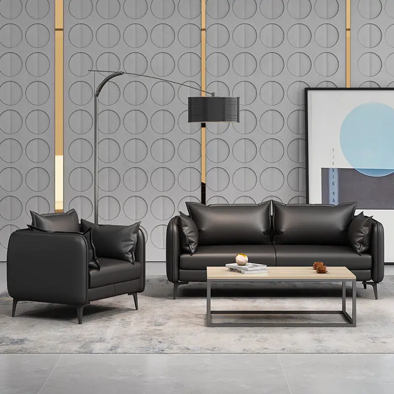 Office Furniture Commercial Modern Reception Sofa Office Couch Leather Office Sofa Set Furniture — image 6