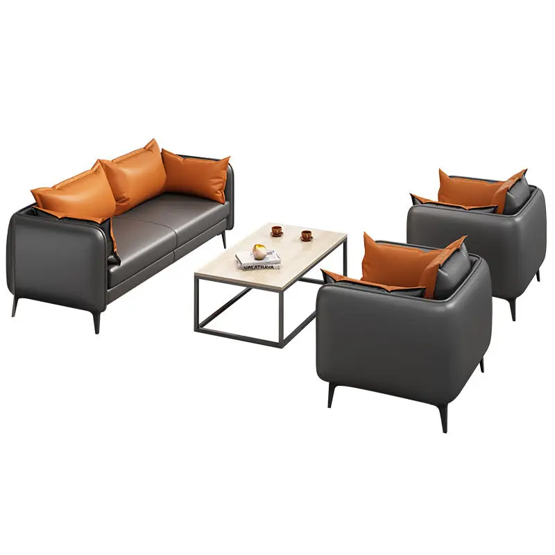 Office Furniture Commercial Modern Reception Sofa Office Couch Leather Office Sofa Set Furniture — image 7