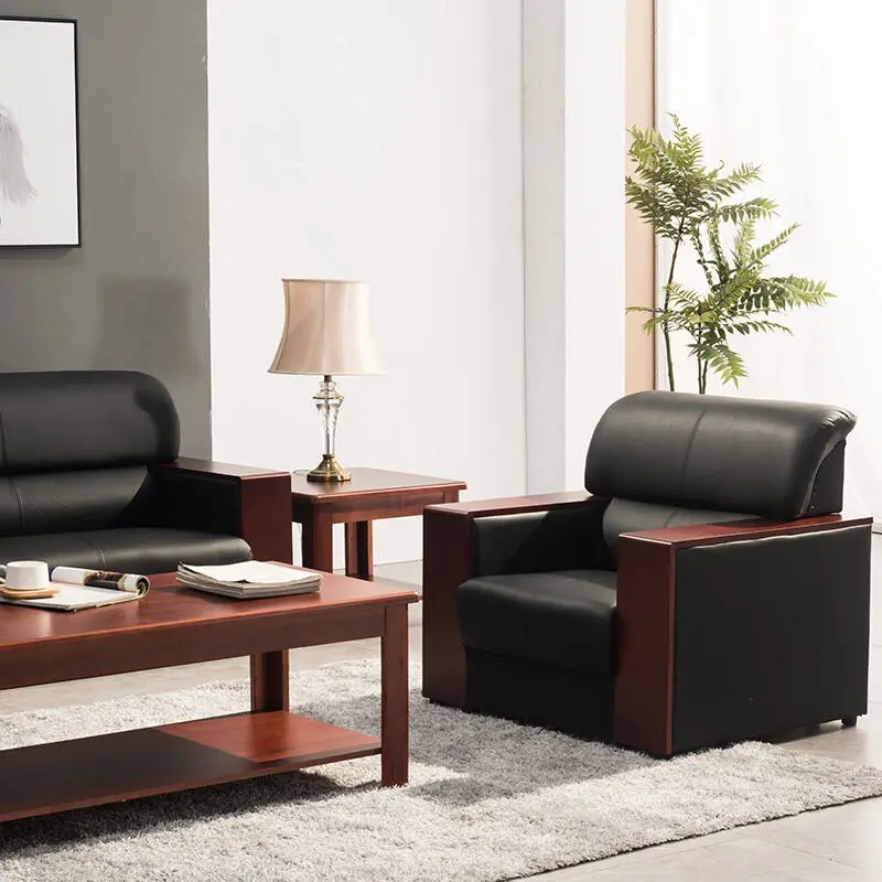 Office Furniture Commercial Modern Reception Sofa Office Couch Leather Office Sofa Set Furniture — image 3