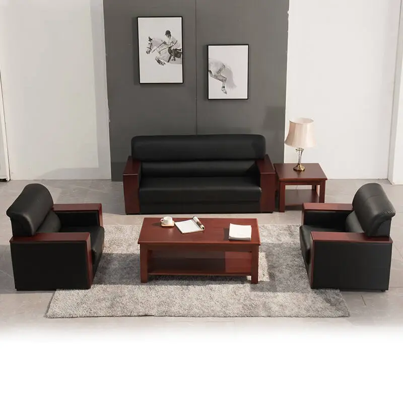 Office Furniture Commercial Modern Reception Sofa Office Couch Leather Office Sofa Set Furniture — image 5