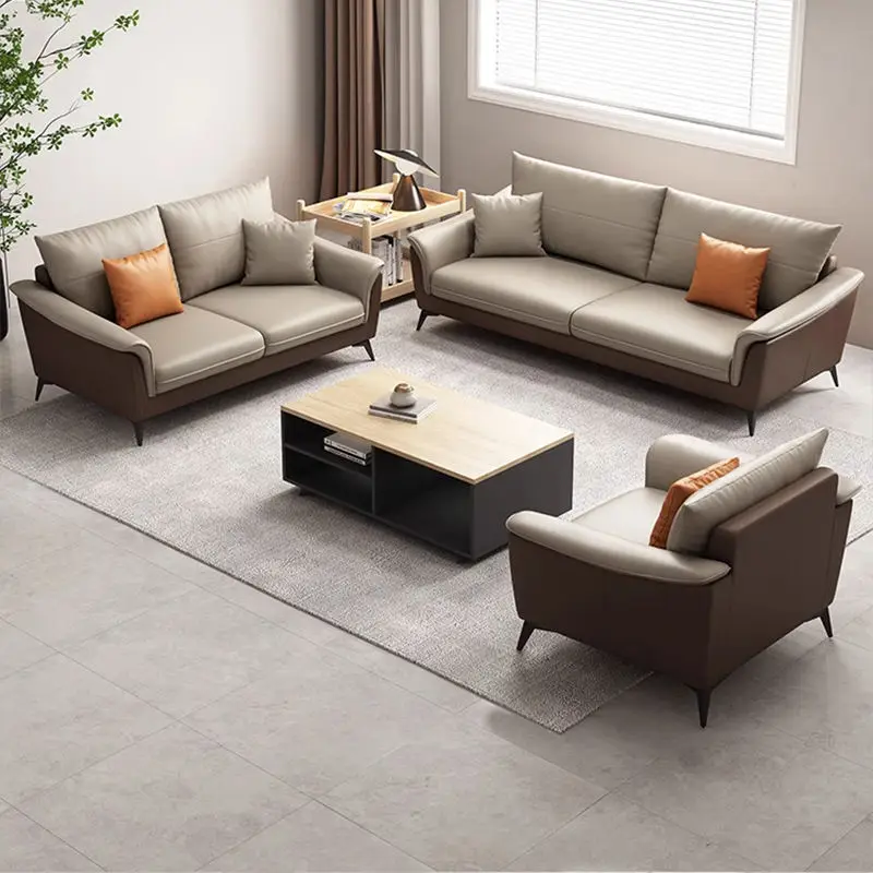 Modern Leather Extendable Office Reception Sofa Set with Metal Base for Hotels Schools Hospitals Outdoor Use — image 5