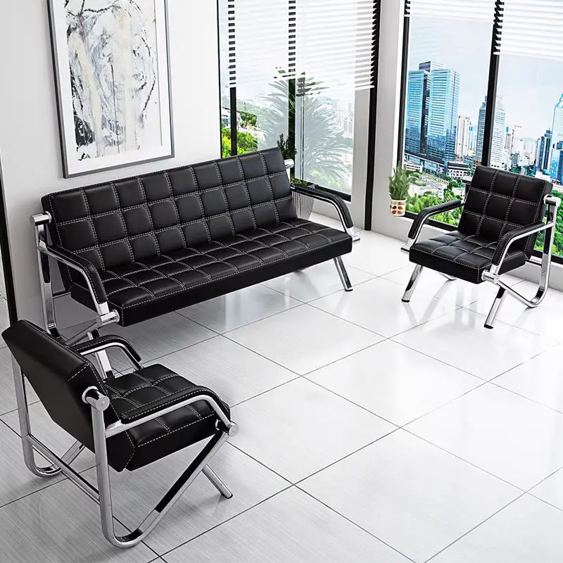 Office Furniture Commercial Modern Reception Sofa Office Couch Leather Office Sofa Set Furniture — image 3