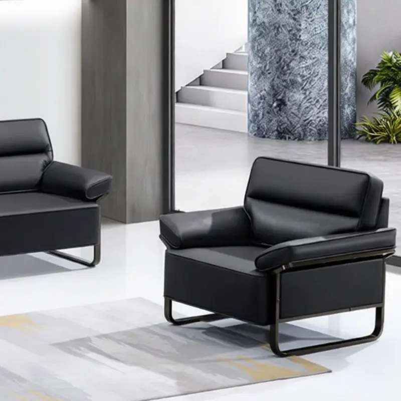 Office Furniture Commercial Modern Reception Sofa Office Couch Leather Office Sofa Set Furniture — image 5