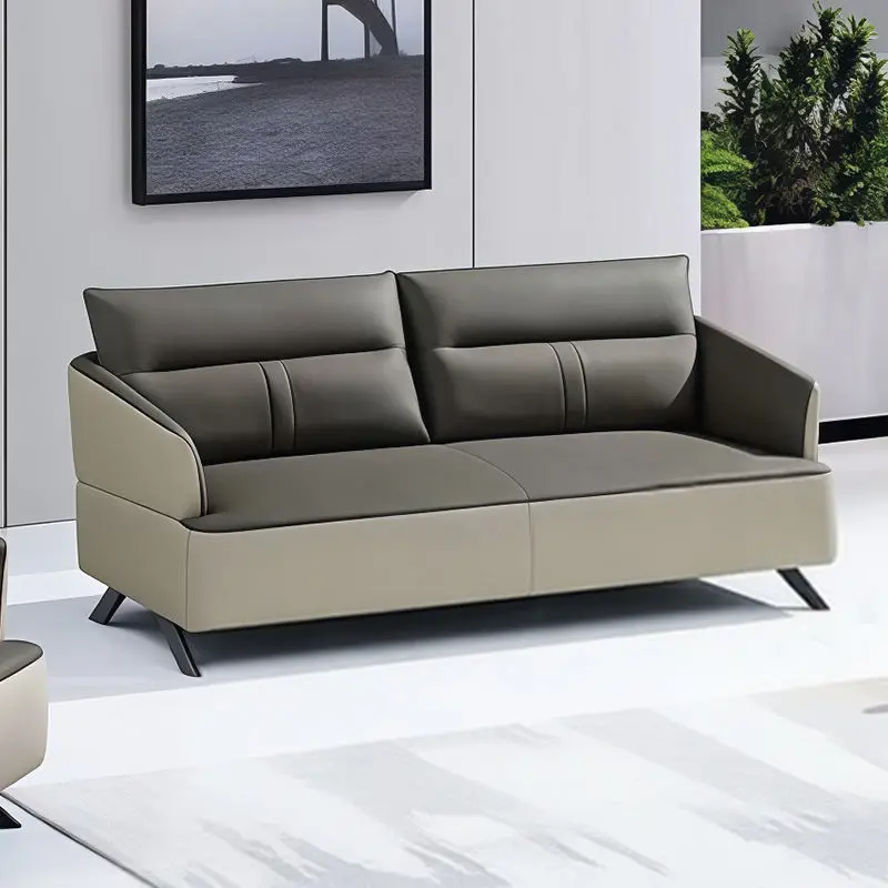 Office Furniture Commercial Modern Reception Sofa Office Couch Leather Office Sofa Set Furniture — image 3