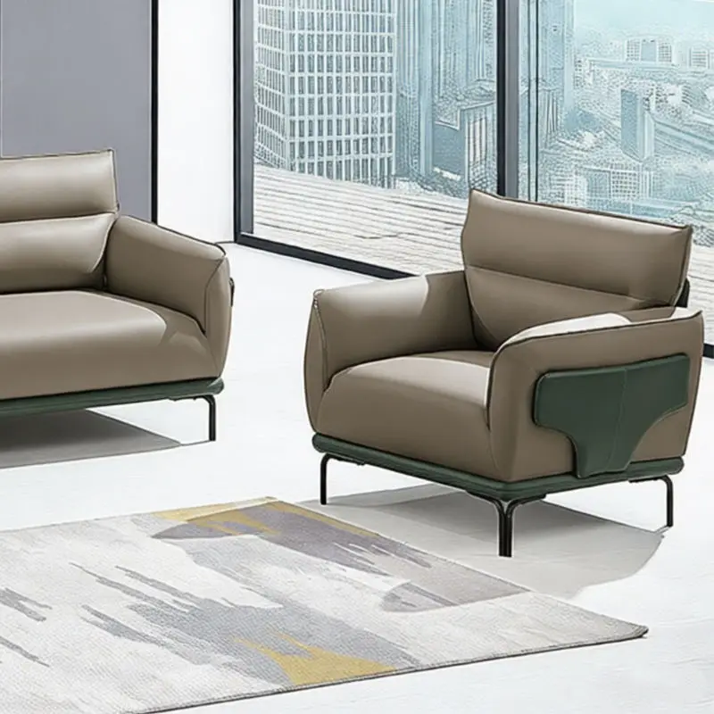 Office Furniture Commercial Modern Reception Sofa Office Couch Leather Office Sofa Set Furniture — image 5