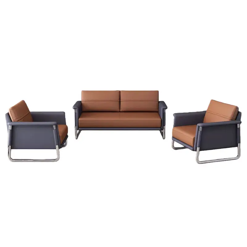 Office Furniture Commercial Modern Reception Sofa Office Couch Leather Office Sofa Set Furniture — image 3