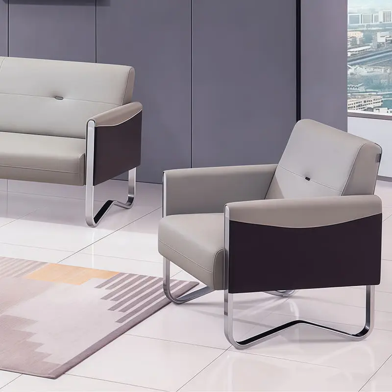 Office Furniture Commercial Modern Reception Sofa Office Couch Leather Office Sofa Set Furniture — image 5