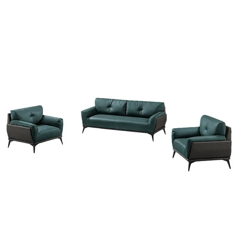 Office Furniture Commercial Modern Reception Sofa Office Couch Leather Office Sofa Set Furniture — image 2