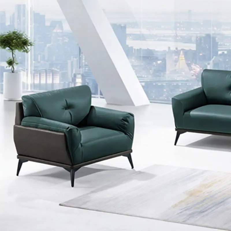 Office Furniture Commercial Modern Reception Sofa Office Couch Leather Office Sofa Set Furniture — image 4